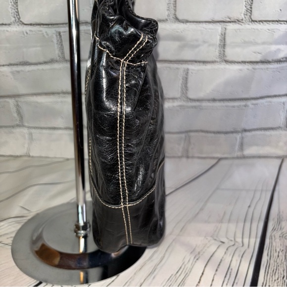 AK Anne Klein Women’s Black Distressed Leather Shoulder Bag - Picture 6 of 9